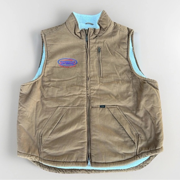 Lee Premium Select Work Vest XXL Brown Sherpa Lined Duck Canvas Automotive Logo - Picture 1 of 7